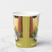 かわいいラマが魔法の森で瞑想する誕生日 紙コップ (右)