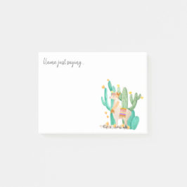 かわいいラマとサボテンの水彩画 - ラマのひとこと ポストイット