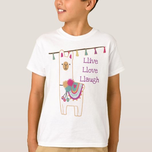 かわいいラマとタッセルデザイン Tシャツ (正面)