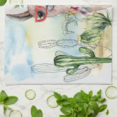 かわいいラマと花 キッチンタオル (折り畳み)