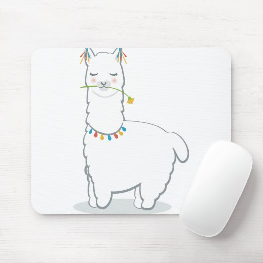 かわいいラマのアルパカ マウスパッド (マウス)