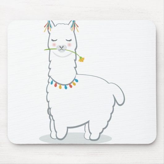 かわいいラマのアルパカ マウスパッド (正面)