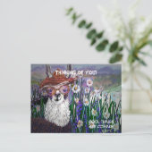 かわいいラマのアート メガネとアート付き ポストカード (スタンド正面)