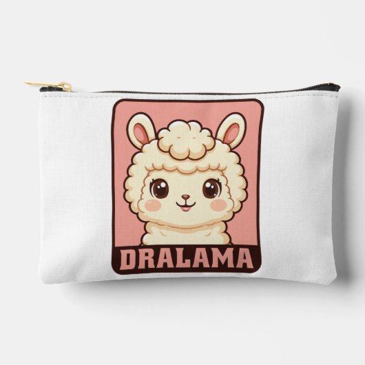 かわいいラマのイラストデザイン アクセサリーポーチ (正面)
