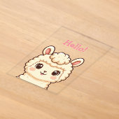 かわいいラマのイラストデザイン アクリル招待状 (レイダウン)