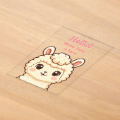かわいいラマのイラストデザイン アクリル招待状 (レイダウン)