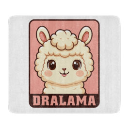 かわいいラマのイラストデザイン カッティングボード
