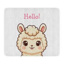 かわいいラマのイラストデザイン カッティングボード