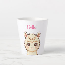 かわいいラマのイラストデザイン カフェラテマグ