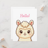 かわいいラマのイラストデザイン カード (正面/裏面インサイチュ)