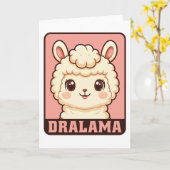 かわいいラマのイラストデザイン カード (黄色い花)