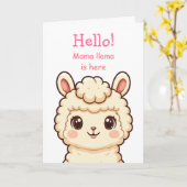 かわいいラマのイラストデザイン カード (黄色い花)