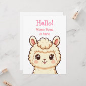 かわいいラマのイラストデザイン カード (正面/裏面インサイチュ)