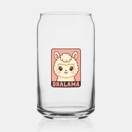 かわいいラマのイラストデザイン ガラス缶