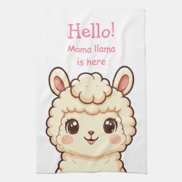 かわいいラマのイラストデザイン キッチンタオル