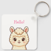 かわいいラマのイラストデザイン キーホルダー (裏面)