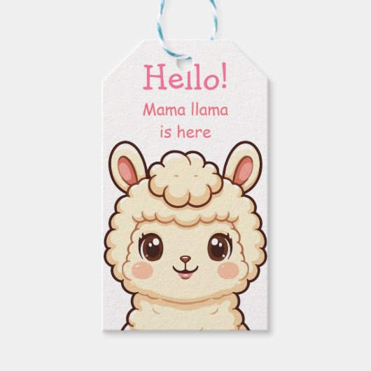 かわいいラマのイラストデザイン ギフトタグ (正面)
