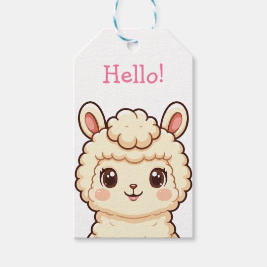 かわいいラマのイラストデザイン ギフトタグ (正面)