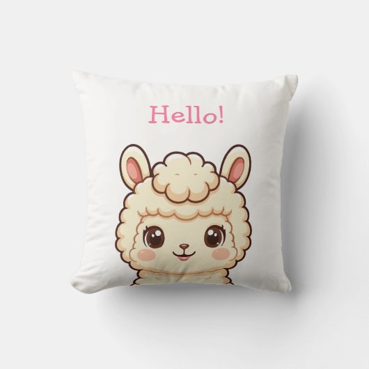 かわいいラマのイラストデザイン クッション (正面)