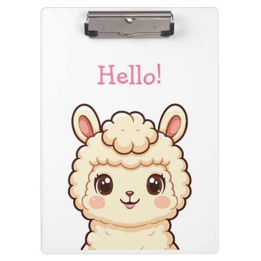 かわいいラマのイラストデザイン クリップボード (正面)