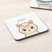 かわいいラマのイラストデザイン コースター (左側)