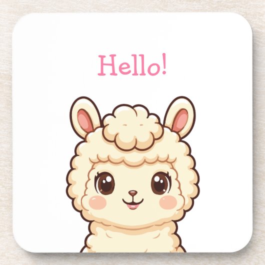 かわいいラマのイラストデザイン コースター (正面)
