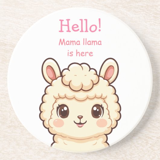 かわいいラマのイラストデザイン コースター (正面)