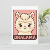 かわいいラマのイラストデザイン サンキューカード (スタンド正面)