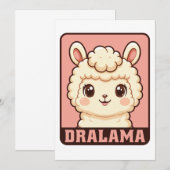 かわいいラマのイラストデザイン サンキューカード (正面/裏面)