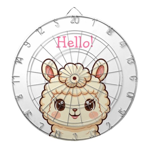 かわいいラマのイラストデザイン ダーツボード (正面)