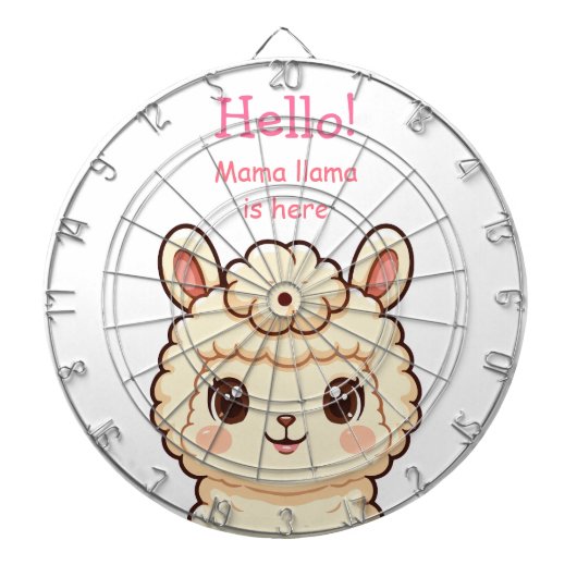 かわいいラマのイラストデザイン ダーツボード (正面)