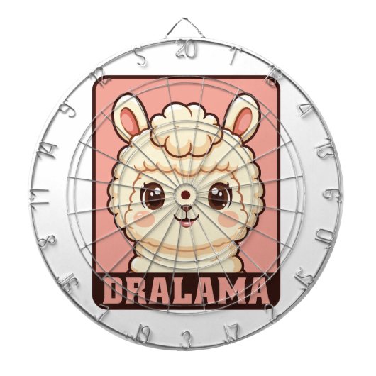 かわいいラマのイラストデザイン ダーツボード (正面)