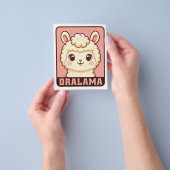 かわいいラマのイラストデザイン チラシ (手)