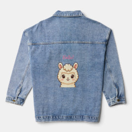 かわいいラマのイラストデザイン デニムジャケット