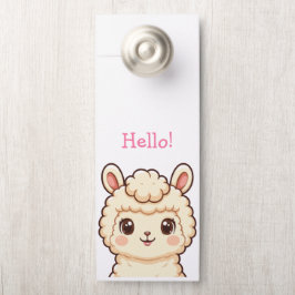 かわいいラマのイラストデザイン ドアノブサイン