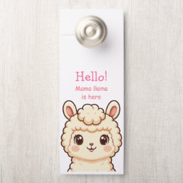 かわいいラマのイラストデザイン ドアノブサイン