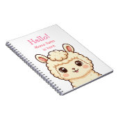 かわいいラマのイラストデザイン ノートブック (右側)