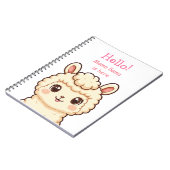 かわいいラマのイラストデザイン ノートブック (左側)