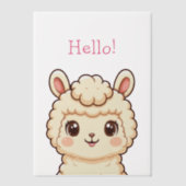 かわいいラマのイラストデザイン ベラム紙招待状 (正面)