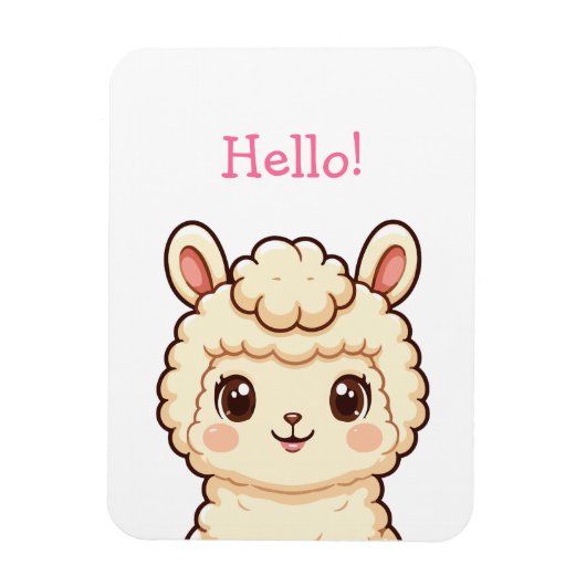 かわいいラマのイラストデザイン マグネット (縦)
