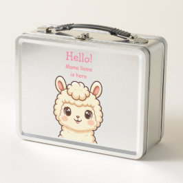 かわいいラマのイラストデザイン メタルランチボックス