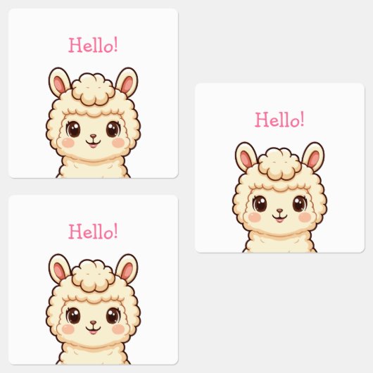 かわいいラマのイラストデザイン ラベル (グループ)