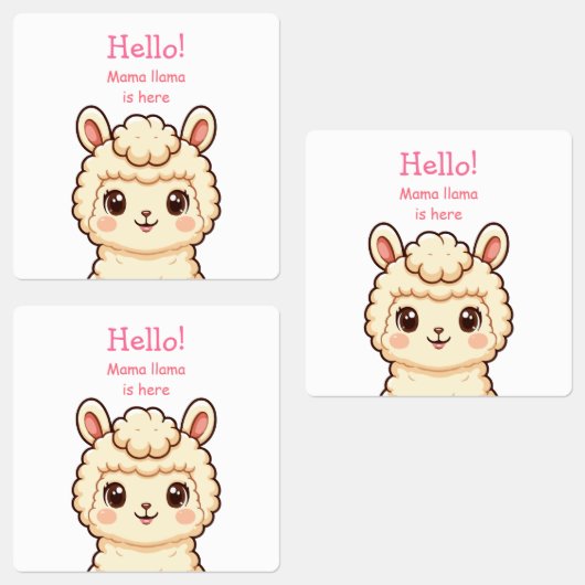 かわいいラマのイラストデザイン ラベル (グループ)