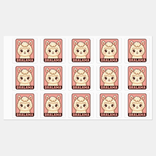 かわいいラマのイラストデザイン ラベル (シート)