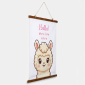 かわいいラマのイラストデザイン 吊り下げ型タペストリー (傾斜あり)