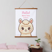 かわいいラマのイラストデザイン 吊り下げ型タペストリー (寝室)