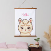 かわいいラマのイラストデザイン 吊り下げ型タペストリー (寝室)