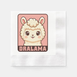 かわいいラマのイラストデザイン 縁ありカクテルナプキン