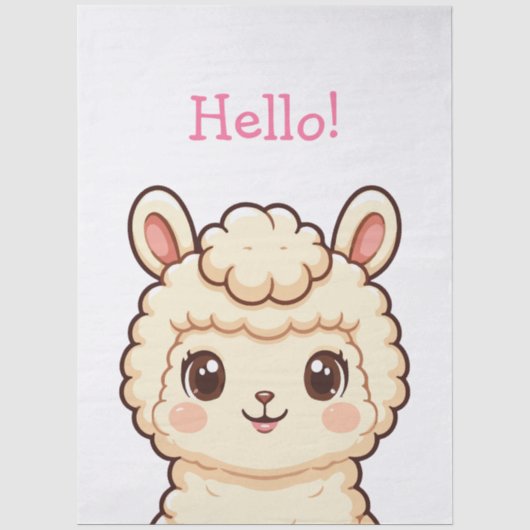 かわいいラマのイラストデザイン 薄葉紙 (正面)