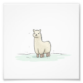 かわいいラマのイラスト - 愛らしく穏やかなラマ フォトプリント           